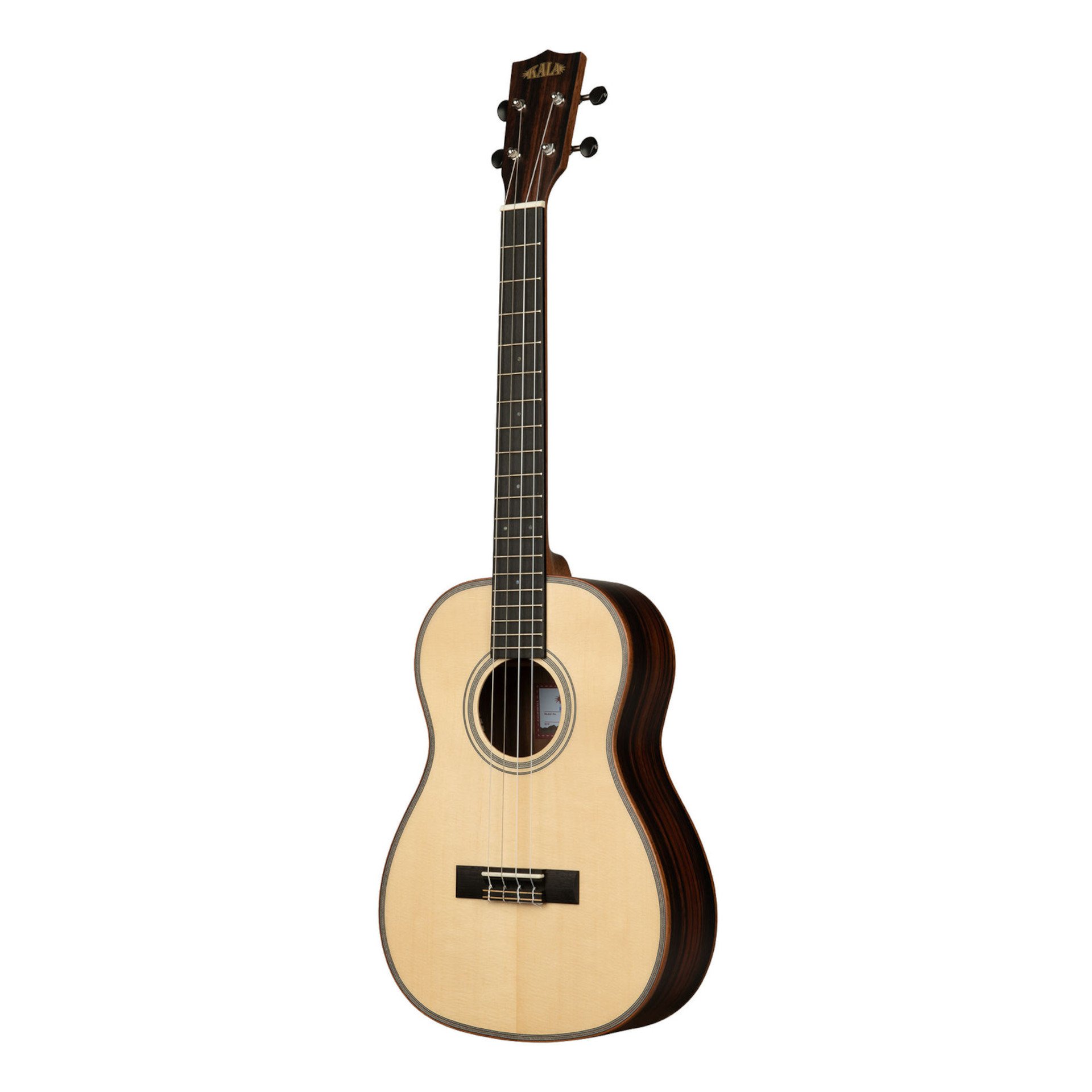 KA-SSEBY-B Baritone Ukulele Solid Spruce Top Striped Ebony